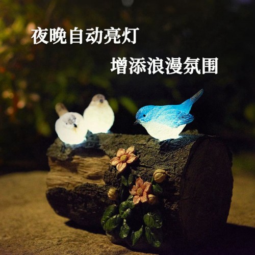 太阳能蓝牙音箱小鸟木头花园户外装饰无线音响
